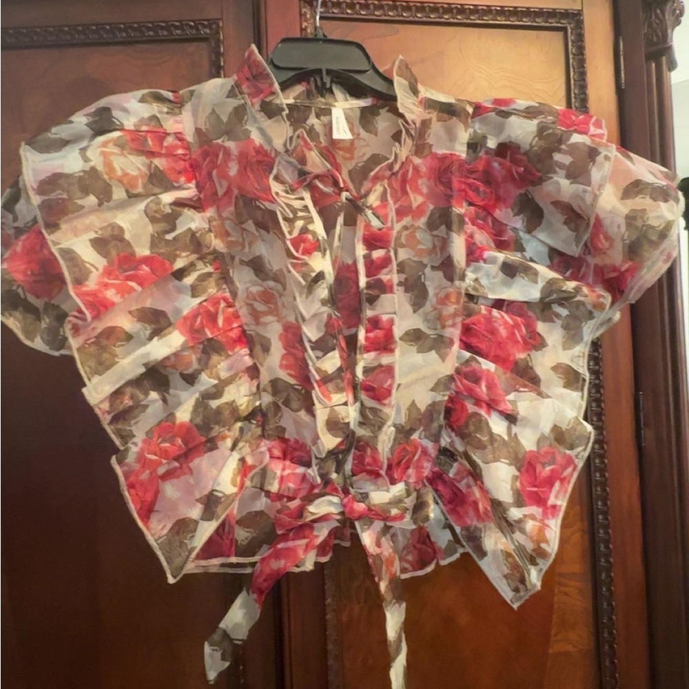 Live 4 Truth Ruffle Floral Blouse - Red and Brown
